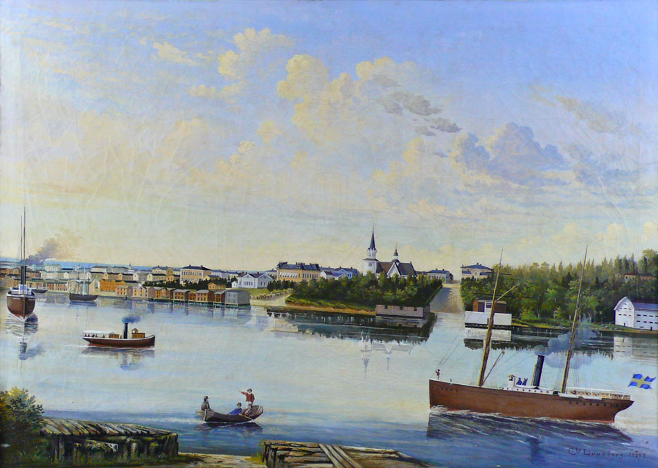 Umeå Harbor, Painting by C.V. Lundberg, 1892, Västerbotten Museum Archive